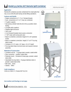 515 15 Gallon Remote Spill Container Spec Sheet